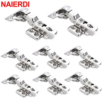 NAIERDI 8/10/12PCS Cabinet Hinges Stainless Steel Hydraulic Door Hinge Damper Buffer Soft Closing for Kitchen Cupboard Furniture 1