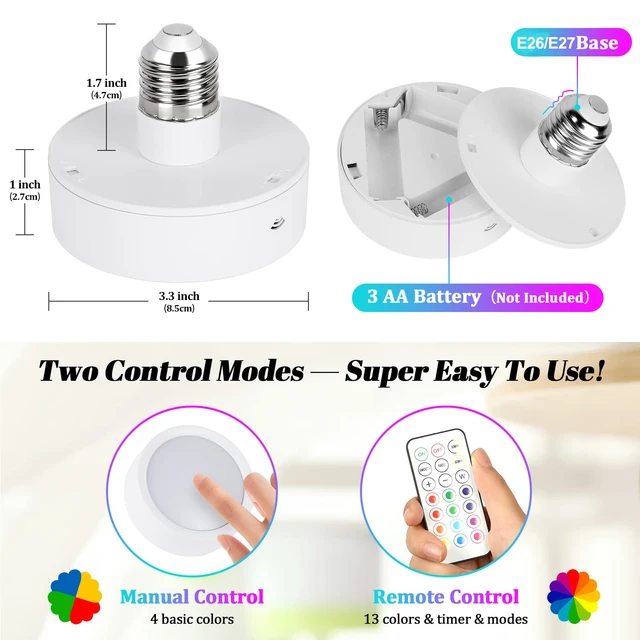 Lampadina Ricaricabile LED Con Telecomando - E27/E26, Dimmerabile, 3 Temperature Colore, Timer, Base Magnetica - Foto 8