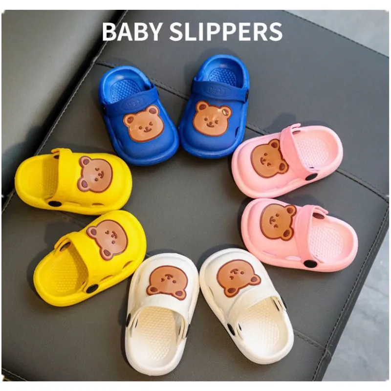 Kids Cute Cartoon Garden Shoes Boys Girls Baotou Anti-kick Indoor Outdoor Children Slippers Water Shower Beach Pool Sandals 2-5Y