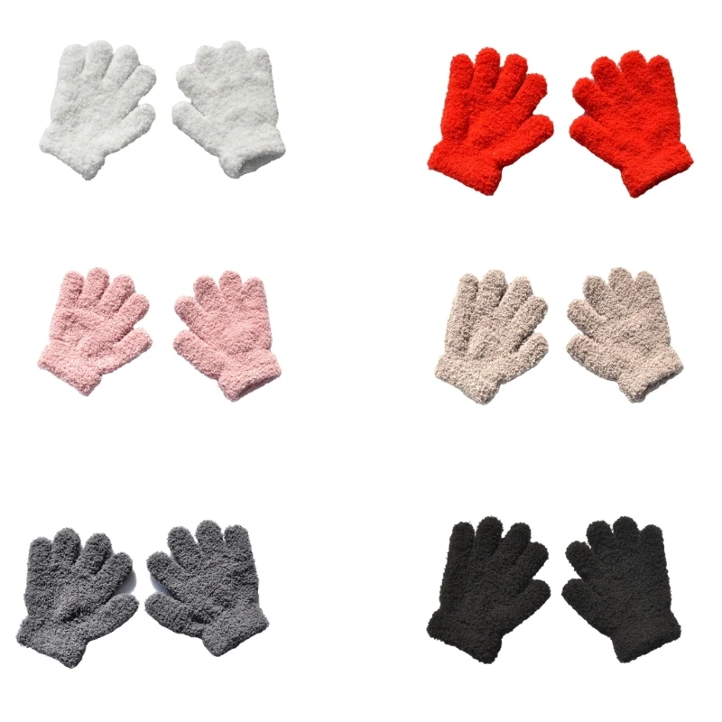 

Child Windproof Snow Skiing Gloves with Elastic Cuffs Fleece Full Finger Gloves