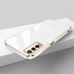 Luxury Square Plating Shockproof Silicone Phone Case - Elegant Back Cover for vivo Y20 (6D White)