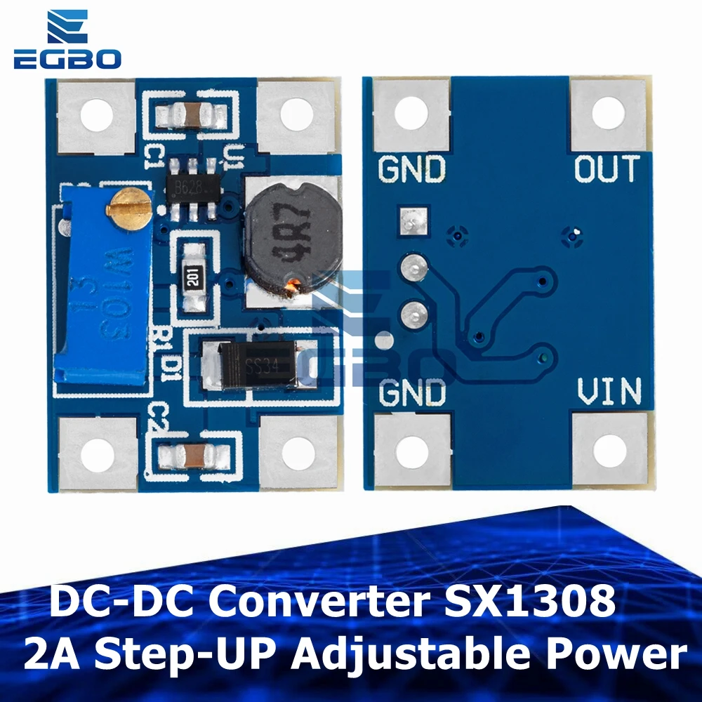 1 ~ 5PCS EGBO DC-DC Konverter SX1308 2A Step-UP Einstellbare Power Modul Booster