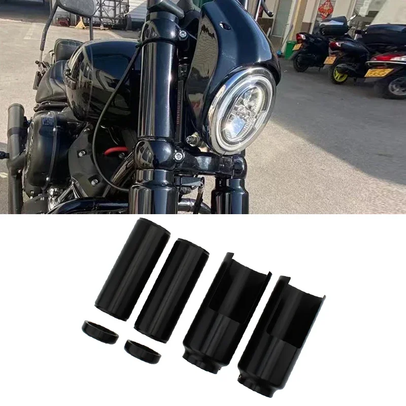 

Set Motorcycle Upper Lower Front Fork Cover Tube Cap Aluminum for Harley Davidson Softail Street Bob FXBB 2018 2019 2020 2021