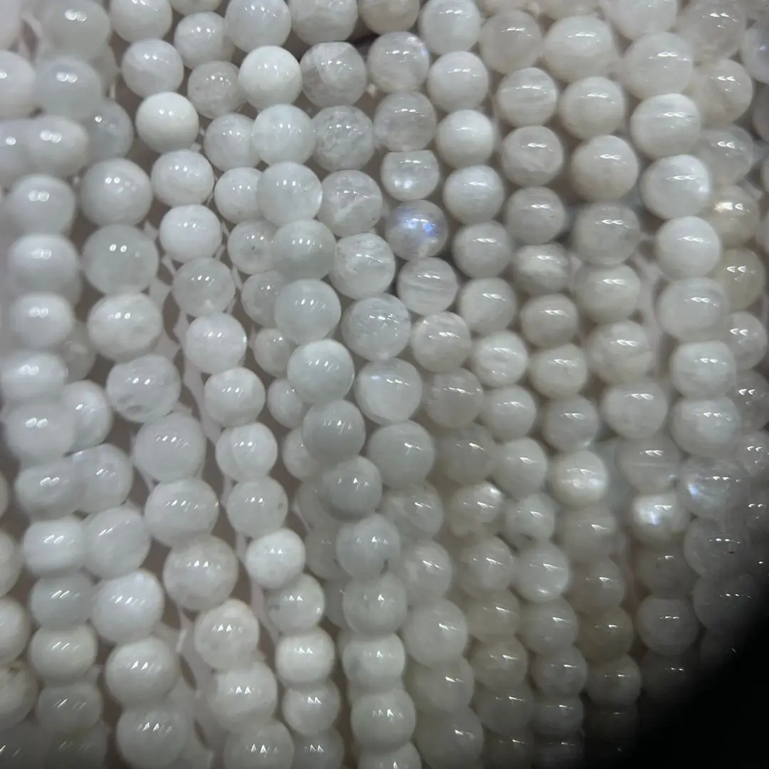 

Newly High Quality Natural Blue Moon Stone Loose Round White Gemstone Seed Beads For Jewelry Accessories Making