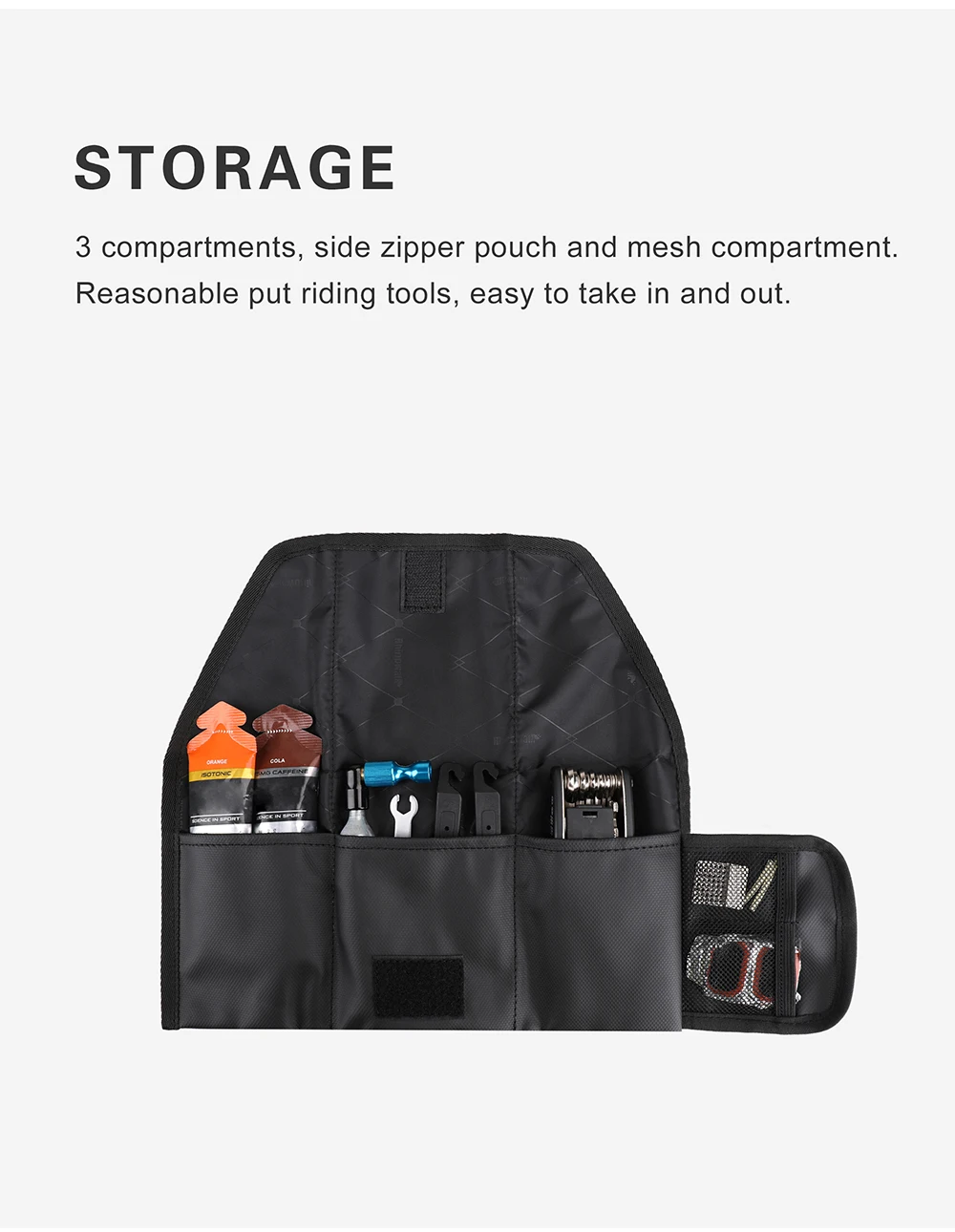 Rhino walk Fahrrad Werkzeug tasche vorne oben Rohr Rahmen Tasche Sattel tasche Burrito Pack Tasche Radfahren schwarz MTB Rennrad hinten Zubehör – Detail 5