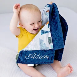 Name Personalised Emboridered Custom Fleece Baby Security Blanket Mini Baby Comforter Blanket 42*42cm Newborn Baby Gift Idea