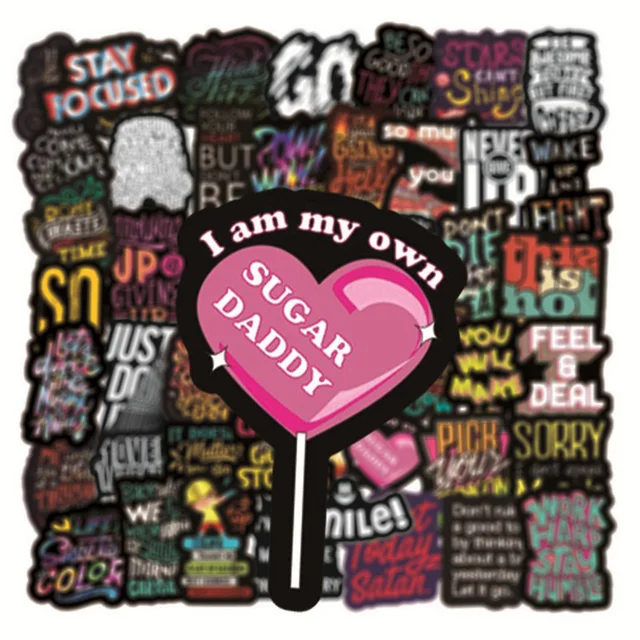50pcs Motivational Phrase Stickers Encouragement Inspirational Quotes Scrapbook Stationary Office Study Room Sticker Decal 2