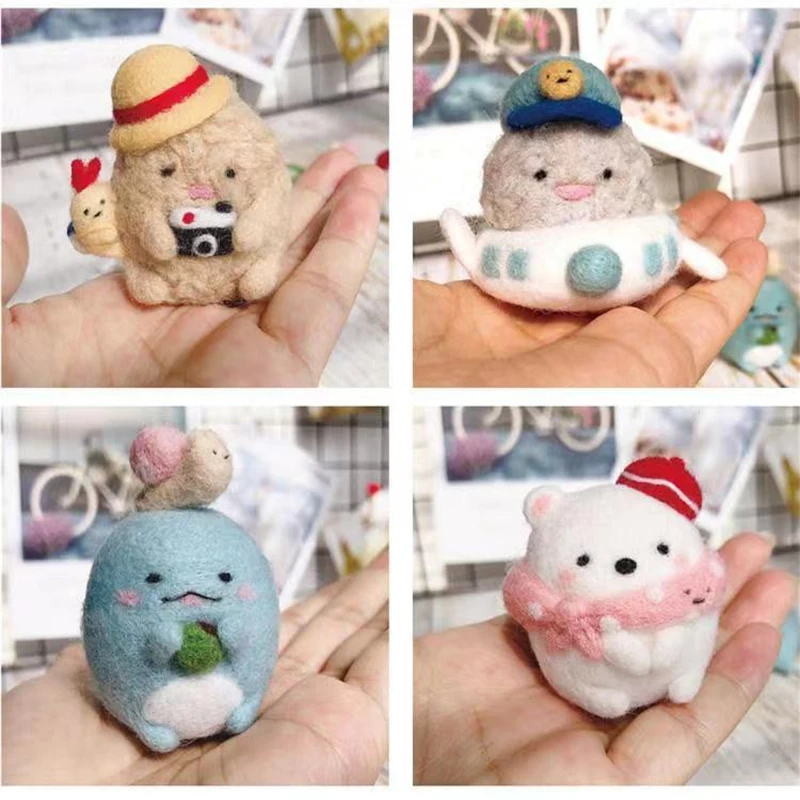 YOMICO Japanese Animation Sumikko Gurashi Plushie Toys Wool Felt Kit Needlework Gift Handmade Sewing Materials Accessories