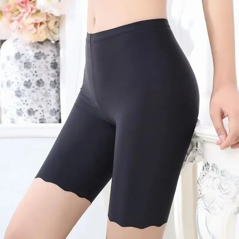 Seamless Ice Silk Safety Shorts Women Summer High Waist Boyshorts Underpants Plus Size Anti Rub Thigh Underskirt Safety Pants safety shorts,high waist shorts,high waist panties,seamless panties,safety pants,high waist underwear
