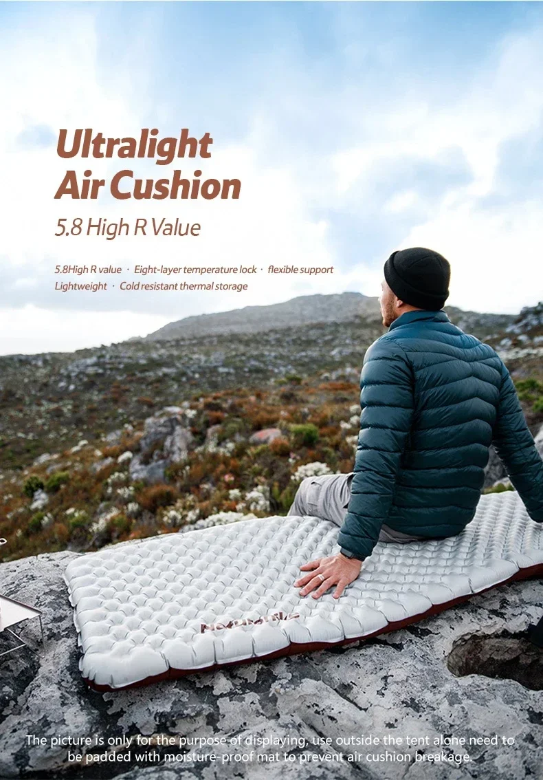 Description Picture 4 of itemNaturehike Camping Inflatable Mat 5.8 High R Value Warm Ultralight Sleeping Pad Outdoor Portable Tent Single Moisture-proof Mats