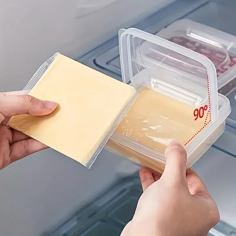 2pcs-Butter Cheese Storage Box Transparent Cheese Box Refrigerator Kitchen Fruit Vegetable Fresh-keeping Organizer Storage Box