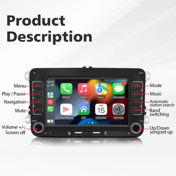 7 Inch Car Stereo Radio Carplay Car Stereo GPS NAVI WIFI Android 13 GPS BT 5.0 Double 2 Din Player 2G+32G For Volkswagen Special 4