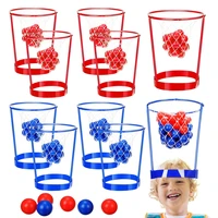 Head Hoop Basketball Party Game for Kids and Adults Adjustable Basket Net Headband with 20 Balls for Carnival Family Game