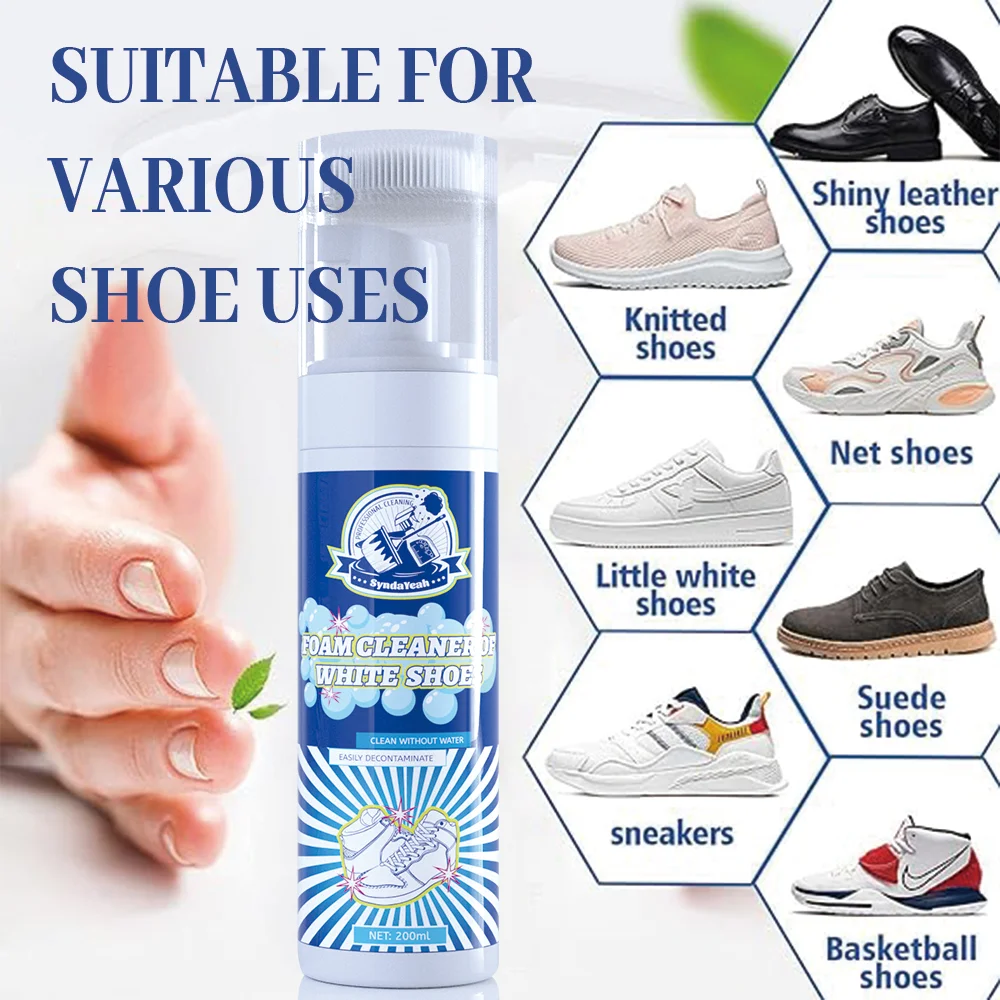 Sapatos brancos Espuma Cleaner, Spray mágico de clareamento, Livrar-se da bota branca suja, Limpeza de tênis