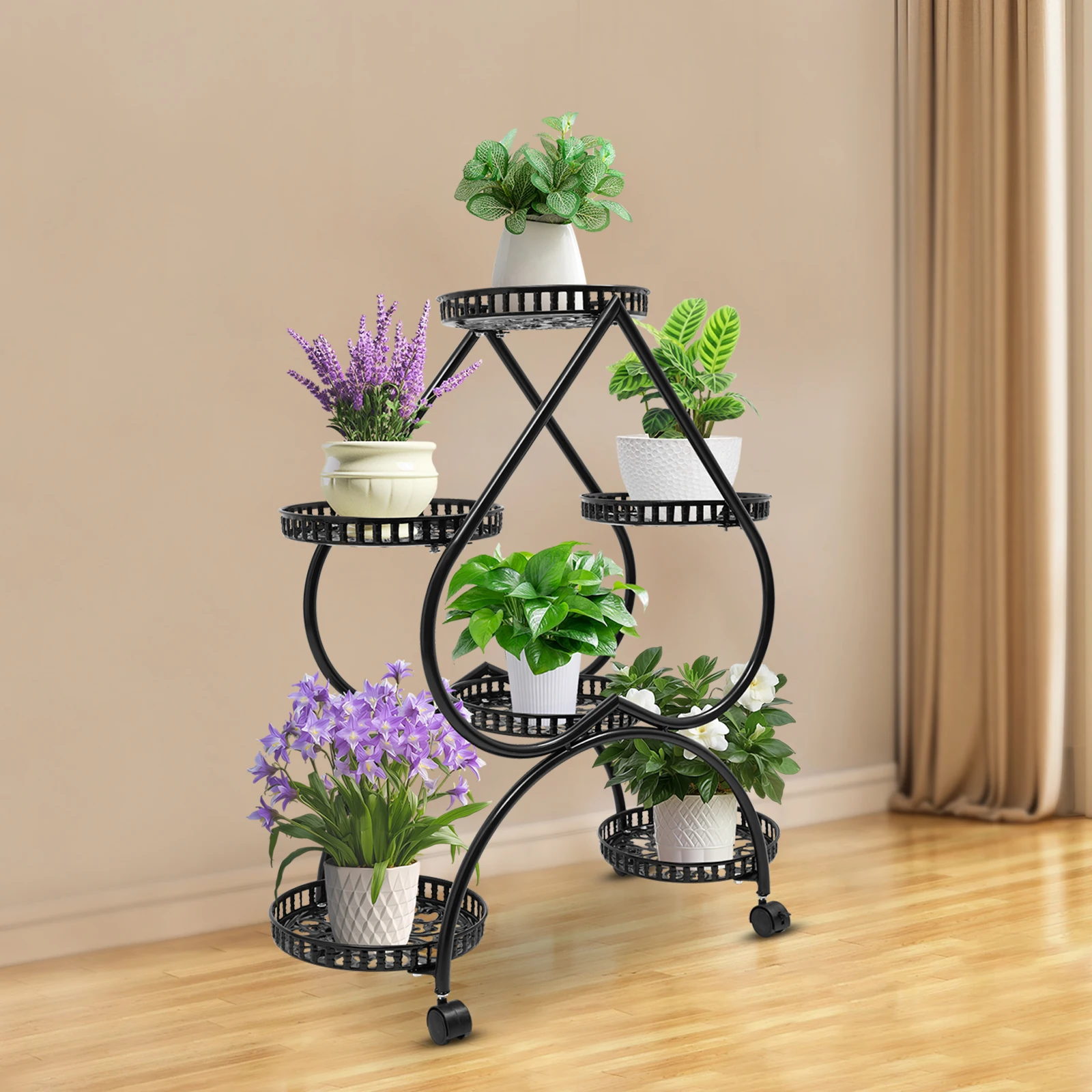 6-Pot 4-Tier Heart Plant Stand 2