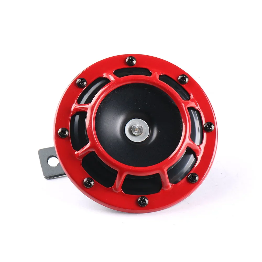 2Pcs/set Red Hella Super Loud Compact Electric Blast Tone Air Horn Kit 12V 115DB Car Disc Horn For Motorcycle Car Accessories