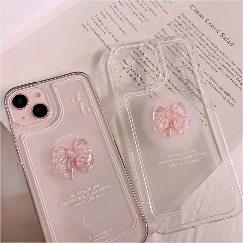 Korean 3D Bow Candy Cute Transparent Soft Phone Case