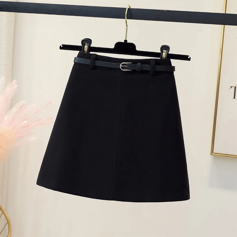Women's Spring Autumn Fashion Elegant Solid Color High Waist A-Dress Casual Versatile Western Korean Comfortable Commuter Skirt