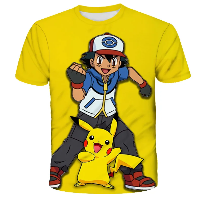 yellow t shirt childrens	 Fashion Lovely Pokemon T Shirt Anime Pika Boy Girl T-Shirts Pikachu Boy O-neck Cotton Short Sleeve Tees Top t-shirt in kid	 Tops & Tees