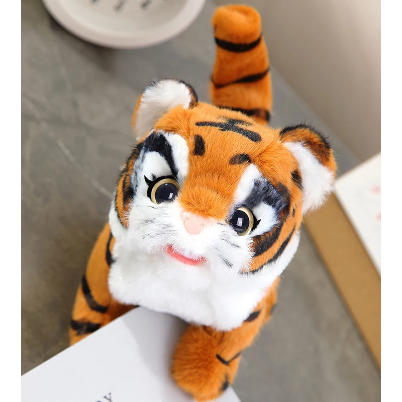 Realistic Tiger Stuffed Animals Plush Toys Durable Stuffed Animal Tiger Electric Plush Christmas Gifts for Toddler Kids Children