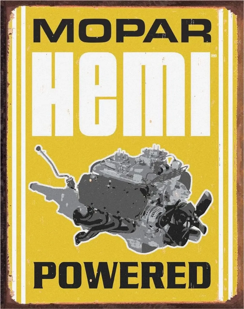 Elurous Enterprises Mopar Hemi Powered Tin Sign - Nostalgic Vintage Metal Wall Decor-Made In China