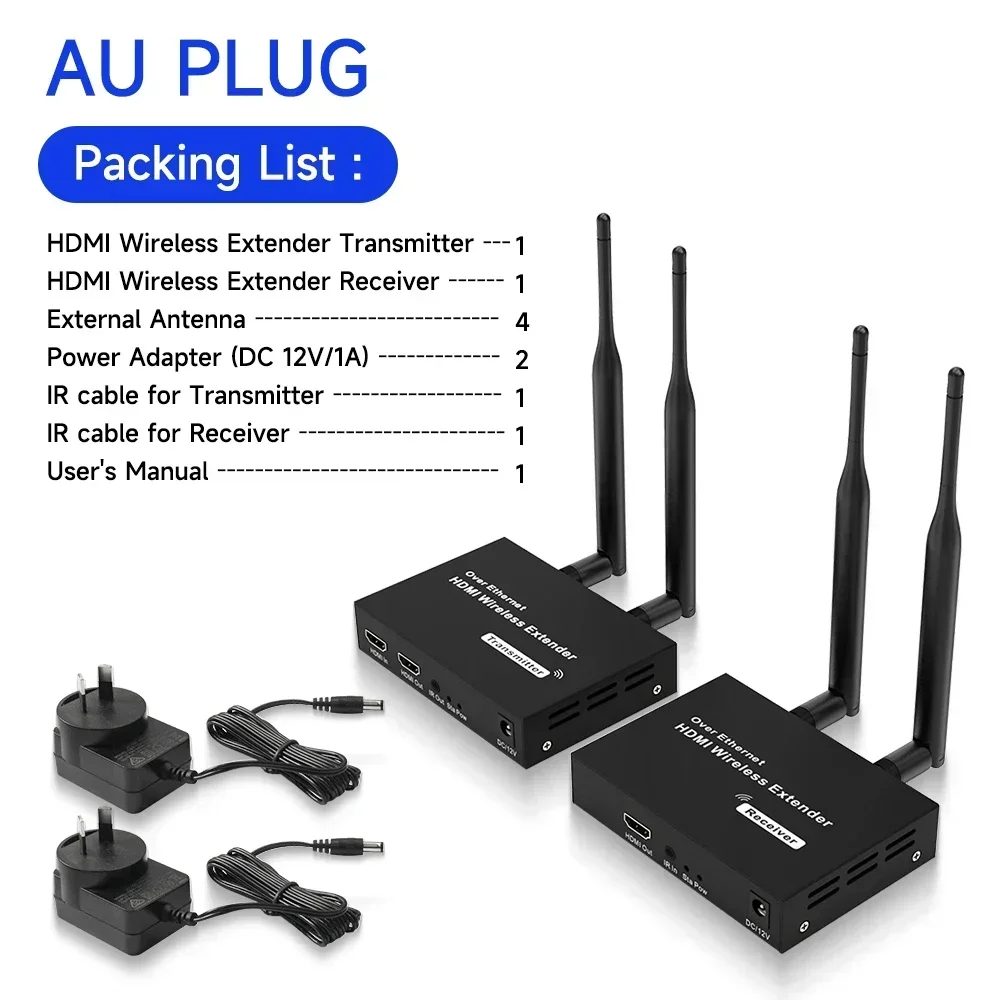 Description Picture 3 of item1080P 200M 5.8GHz Wireless HDMI-Compatible Transmitter Receiver Extender with IR HDMI Loop-Out For TV Audio Video Extender Kit