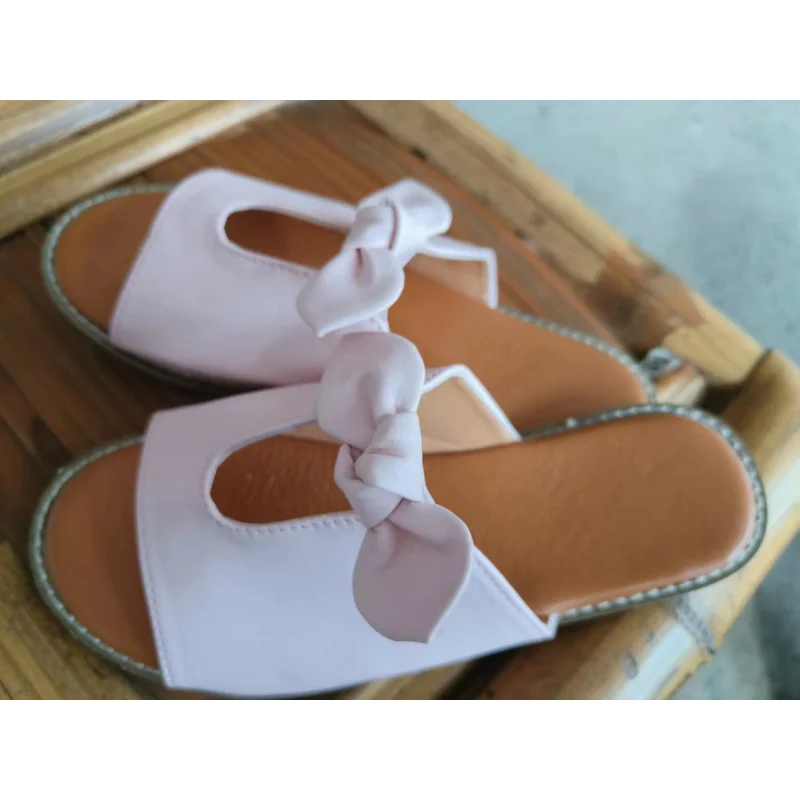 Large Women's Sandals Summer Bow Hollow 2023 Summer Women's Sandals Comfortable Women's Shoes Flat Shoes Women's Summer Shoes