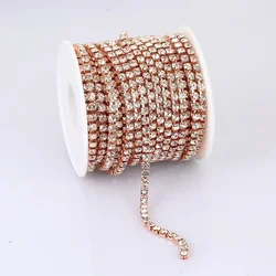 Colorful Crystal Rhinestone Trim Chain - SS18 - 4.4mm (Rose Gold Crystal)