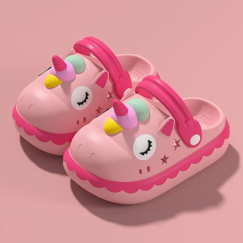 Summer Cartoon Child Girls Slippers Unicorn Princess Slippers For Children Beach EVA Comfortable Soft Toddler Kids Clogs Shoes 4