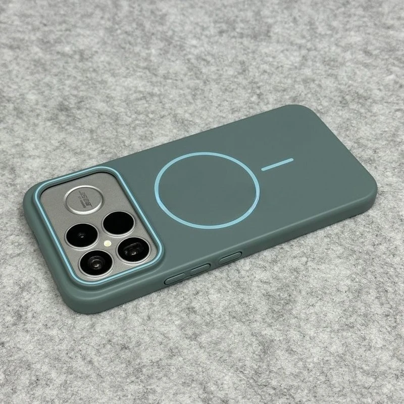 Magnetic Solid Color Liquid Silicone Shockproof Phone Case