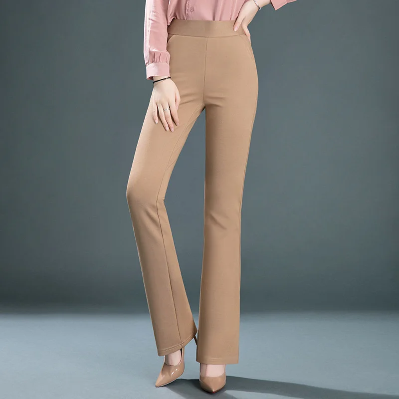 

Ladies Casual Leggings Elastic High Waist Work Pants Women Trousers Spring Summer Commuter Straight Pants Female Long Pants 10XL