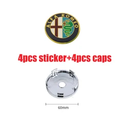 Set of 4 Car Wheel Center Hub Caps Sticker Badge Tire Rim Covers - Premium Design (60MM silver caps - 4)