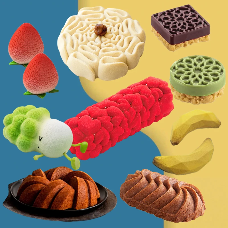 2PCS Creative Shaped Design Baking Tools Baking Gadgets Multi-Purpose  Silicone Molds for Chocolate (Style 16, Random Color)