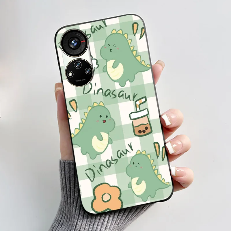 Cute Cartoon Soft Silicone Protective Phone Case - Black