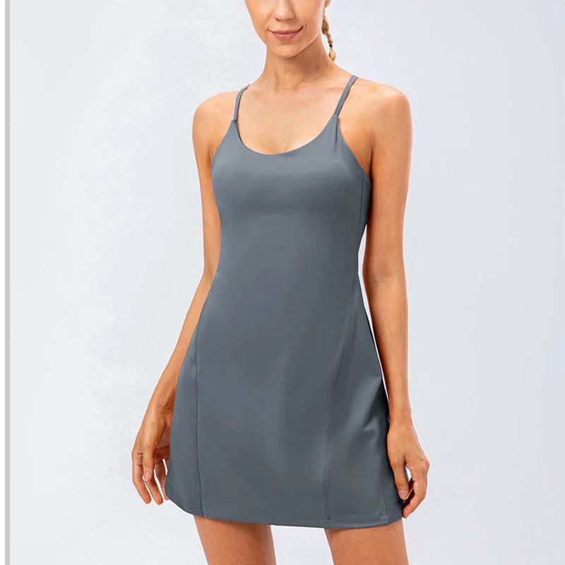 Volleyball skirt Tennis Skirt Yoga Suspender Female Summer Light Breathable Outdoor Sports Dress With Cushion A-Line Skirt