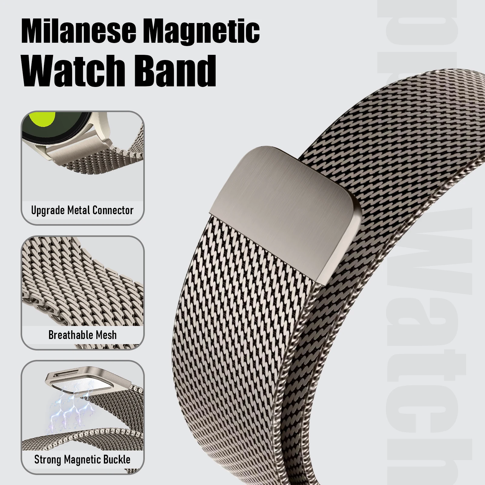 Universal Metal Magnetic Watch Strap - 20mm/22mm Bracelet Band