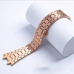Elegant Two - Tone Stainless Steel Watch Band Bracelet with Folding Buckle - 26mm (Rose gold)