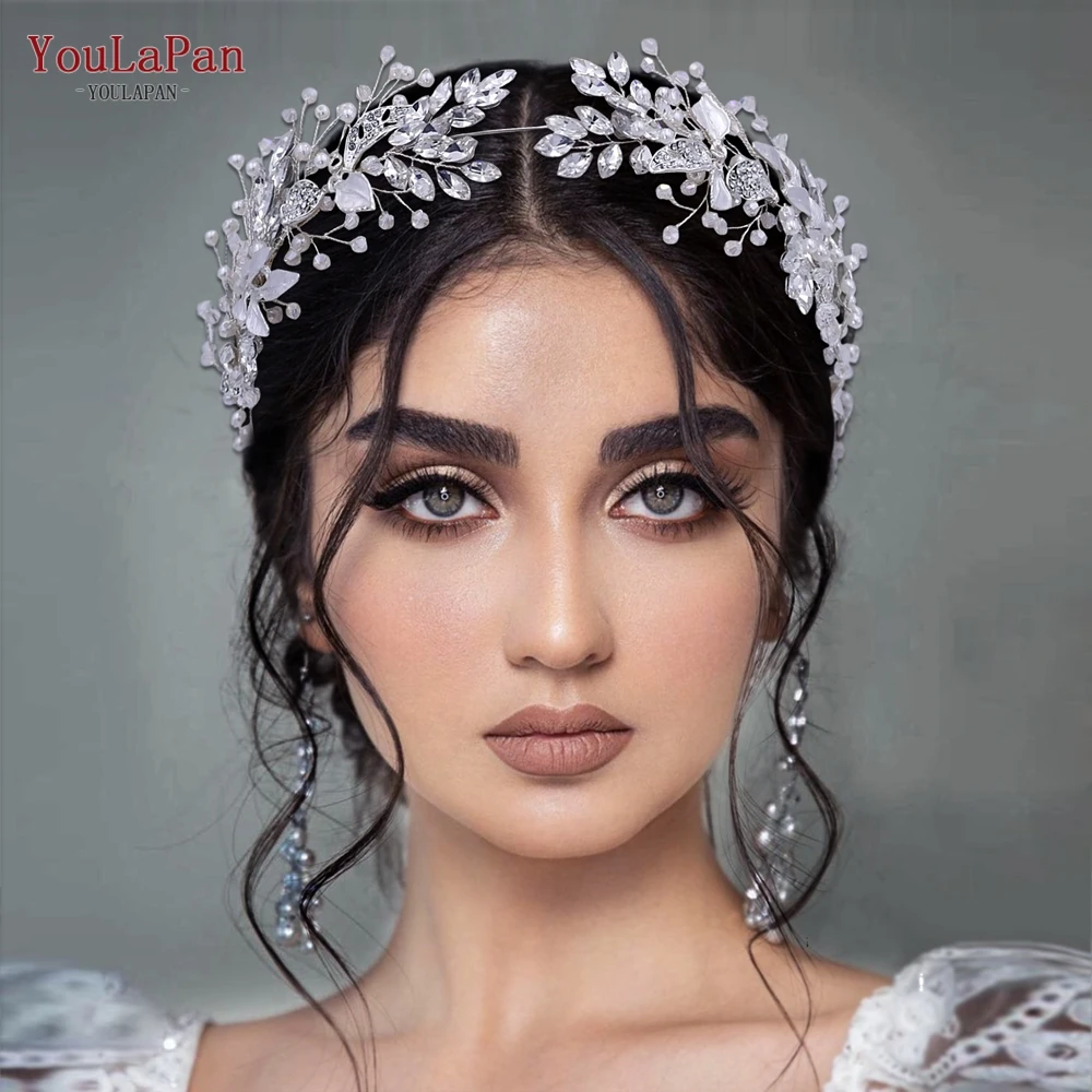 Bridal Hair Accessories YouLaPan Crystal Bridal Headpiece Alloy Leaf Headband Princess Tiara Pageant Headdress HP272
