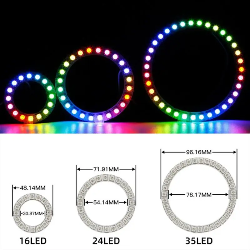 1X 5V WS2815 Dream Color Changing LED Ring Angel Eye Dual Signal Individually Addressable DIY Pixel Light Programmable Ring