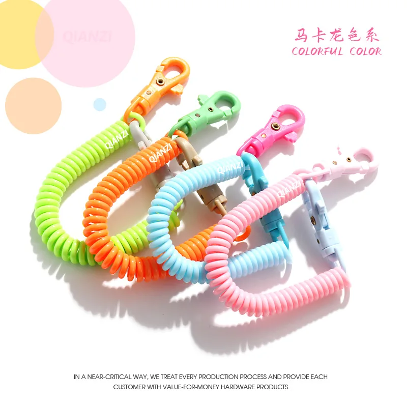 

Candy colored spring keychain mobile phone rope doll spring rope anti loss elastic rope bag accessories