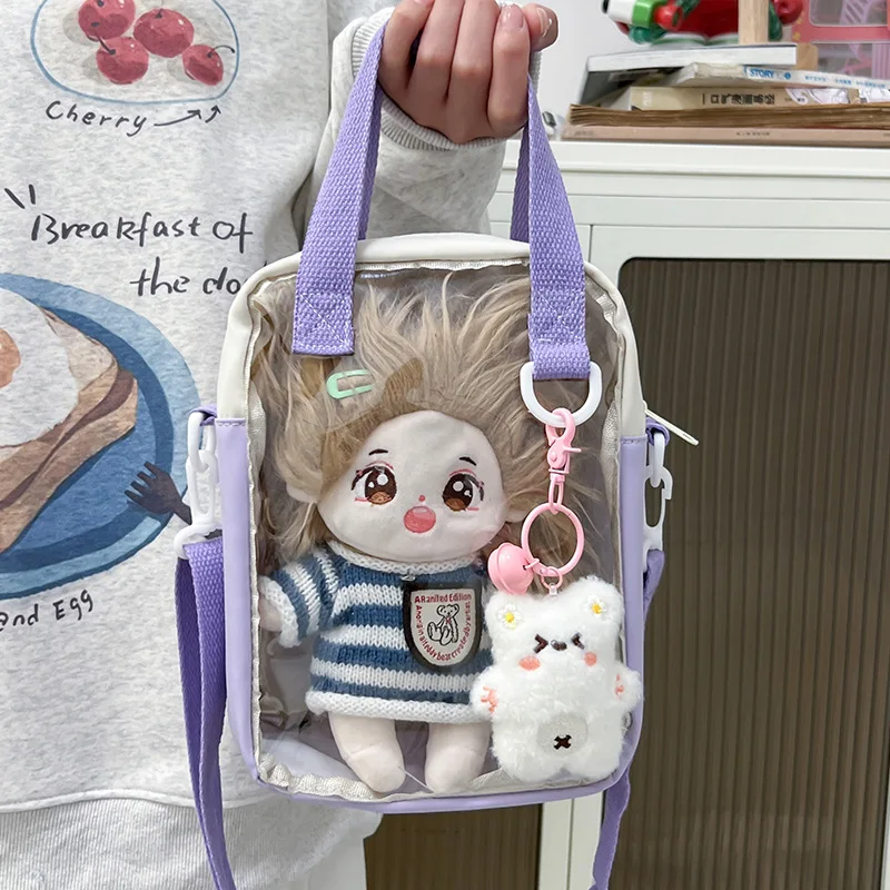 New Cute Girls 20cm Doll Bag Y2K Versatile Transparent Pocket Shoulder Crossbody Bags Simple Basic Ita Bag Student Handbag Purse
