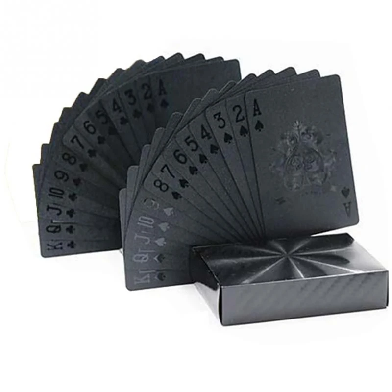 

ELOS-2Pack Cards Waterproof Black Playing Cards Poker Cards Plastic Playing Cards For Family Game Party