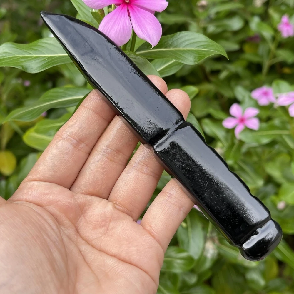 

Obsidian Dagger Natural Quartz Crystals Hand Carved Knife Craft Men Gift Magic Amulet Sword Witch Supplies Healing Crystal