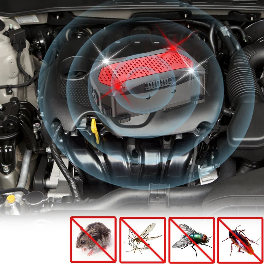 Morole Repellente Topi per Auto, Repellente Martore Auto con Flash | 9-65kHz Ultrasuoni per Topi a Batteria | Anti Martora, Faine, Donnole e Roditori | per Garage, Casa, Giardino (2 Pezzi
