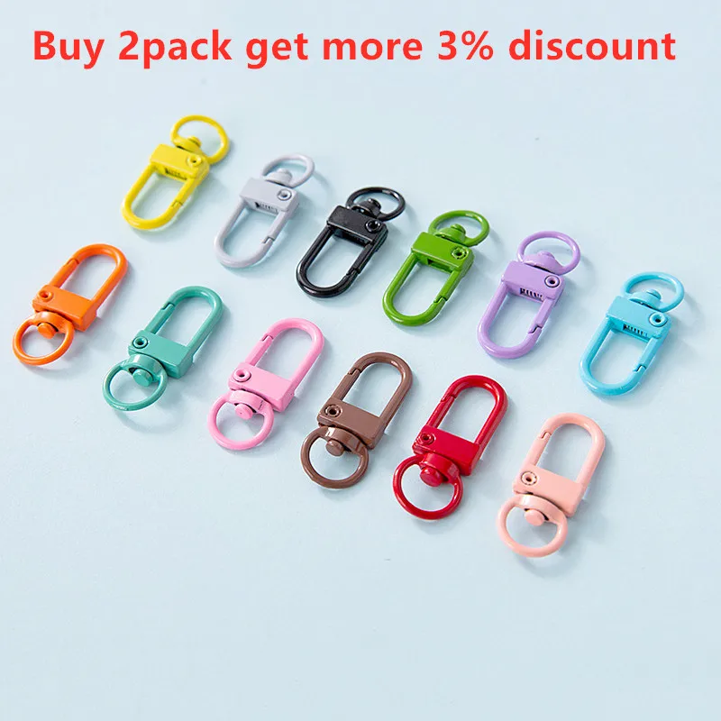 10/20pcs Metal Lobster Clasps Hooks Keyring Colored Rotating Keychain Buckle For DIY Jewelry Making Key Ring Chain Accessories