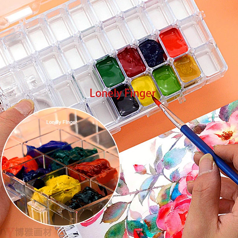 24PCS Clear Watercolor Full Pans 3.2ML Plastic Empty Watercolor Paint Pans Suit for DIY Metal watercolor Tin Palette Box