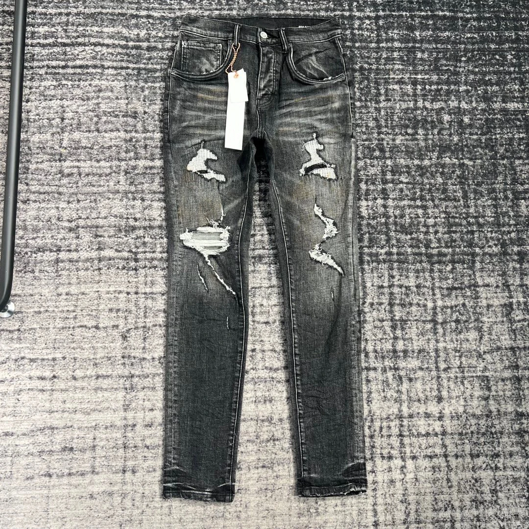 

Fashion Brand Retro Do Old Ripped Jeans Men's Stretch Slim Fit Pants