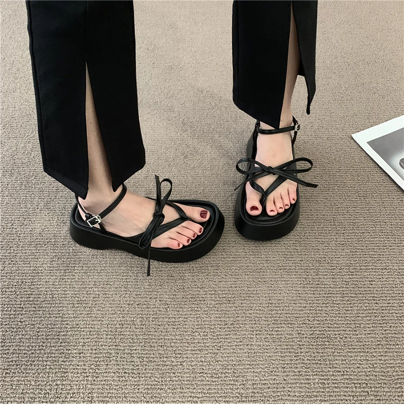 heels shoes connaught place Fashion Clip Toe Sandals Women Platform Flats Heels Casual Ladies Open Toe Bohemian Shoes Sandal Ankle Buckle 2022 Summer Mujer block heels shoes