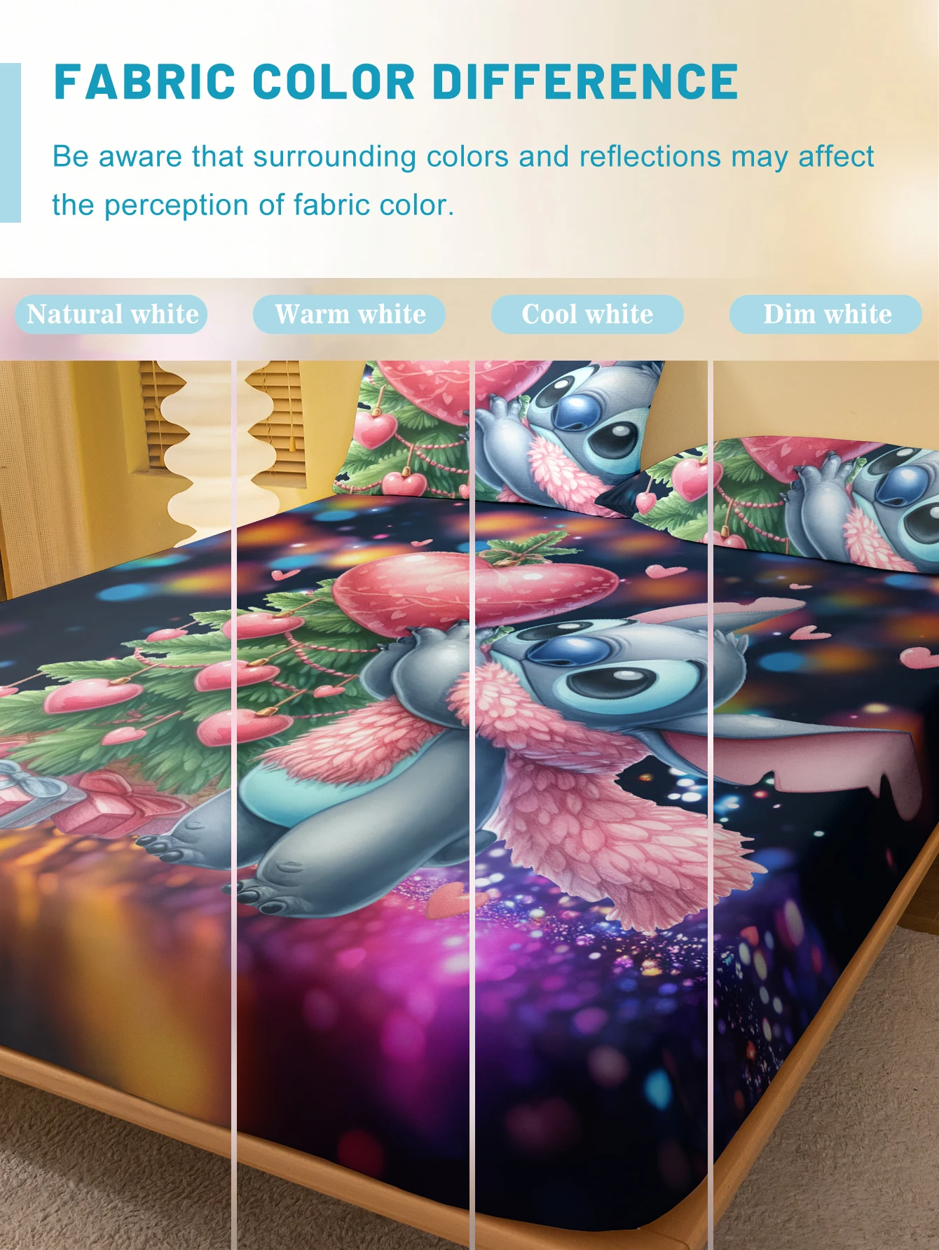 1 cartoon cute Stitch pattern digital printed frosted Fitted Sheet,bedroom printed bed cover,bedding(No pillowcase) 4