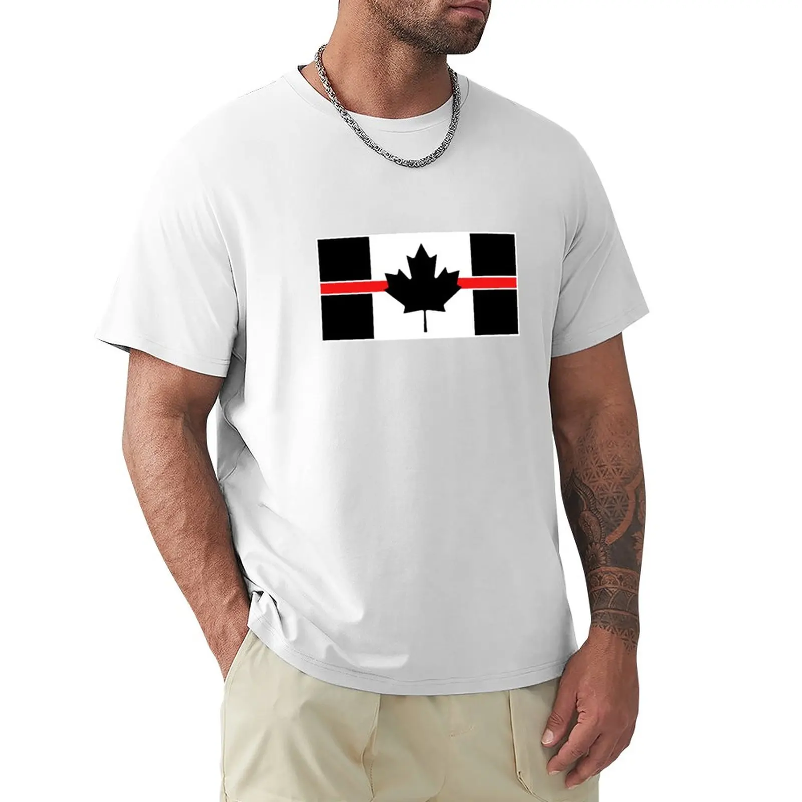 

Canadian Firefighter: Thin Red Line T-Shirt summer clothes hippie clothes mens plain t shirts